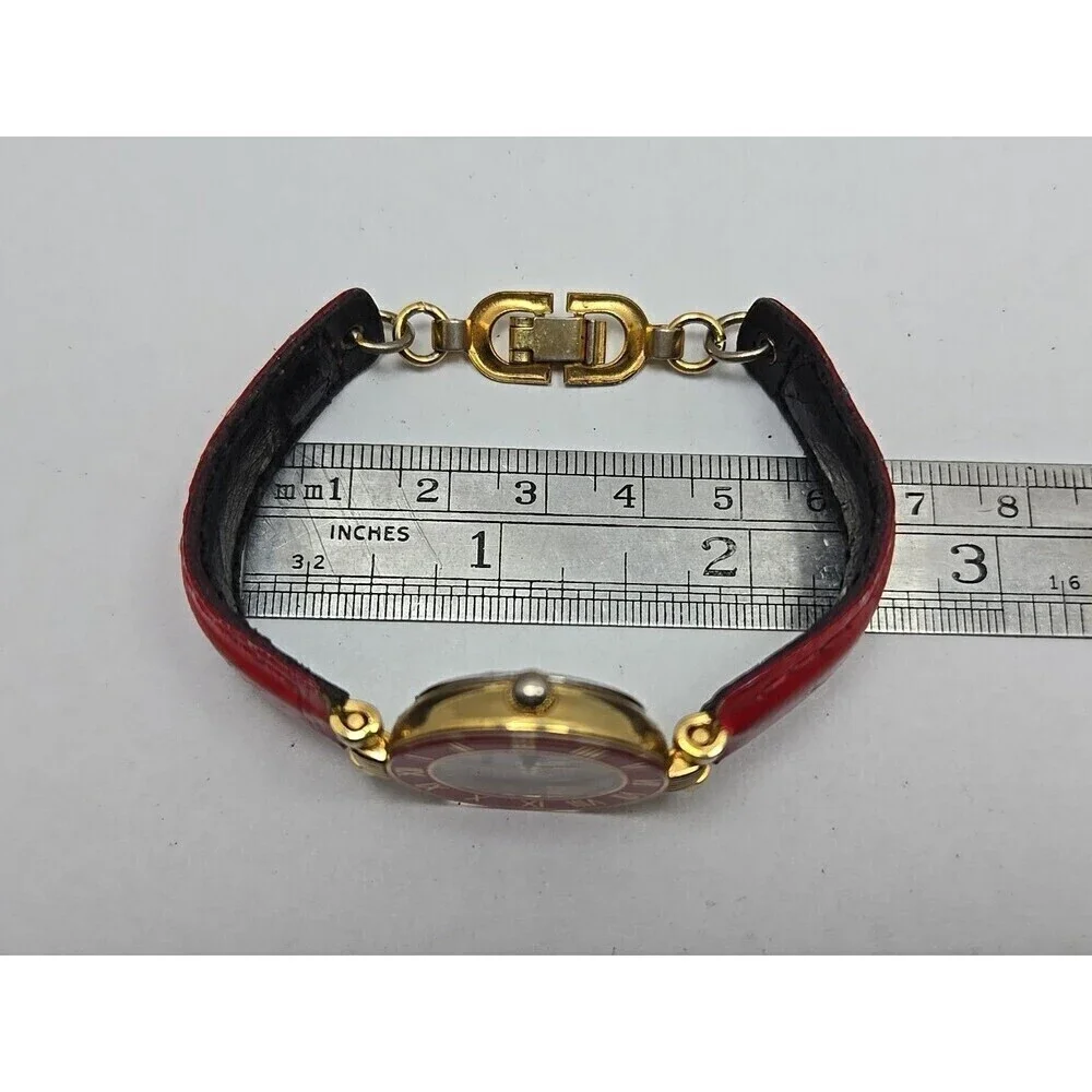 Vintage Prevue Timewear V3060 Ladies Red Enamel Bezel Watch New Battery Unique